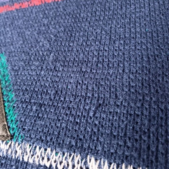 Vintage 90s Impact L Sweater Crew Neck Leather Patches Mountain Ski Retro READ - Picture 14 of 16